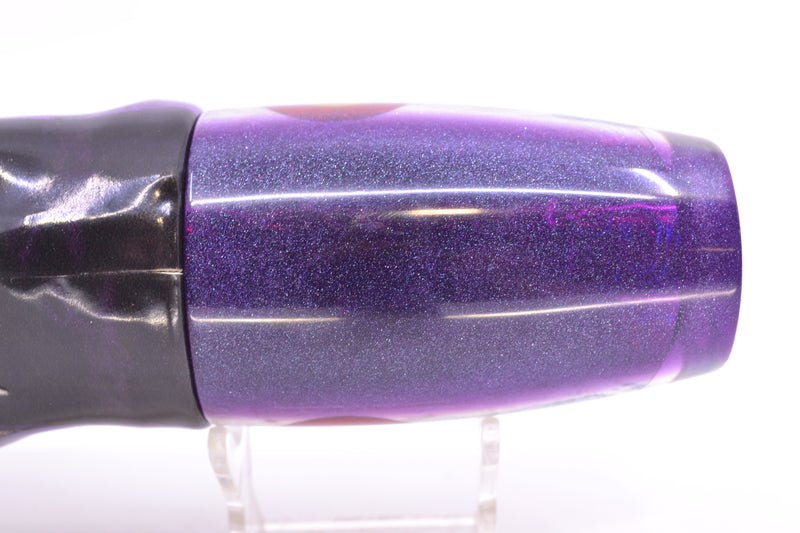 Jackpot Lures Silver Rainbow Purple Back Cameltoe 14" 10.6oz Fire Tailz Vinyl Purple Drip