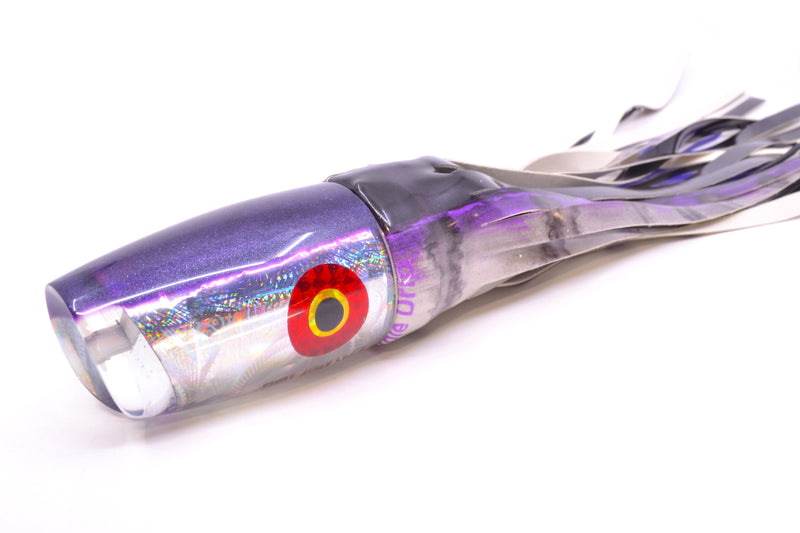 Jackpot Lures Silver Rainbow Purple Back Cameltoe 14" 10.6oz Fire Tailz Vinyl Purple Drip