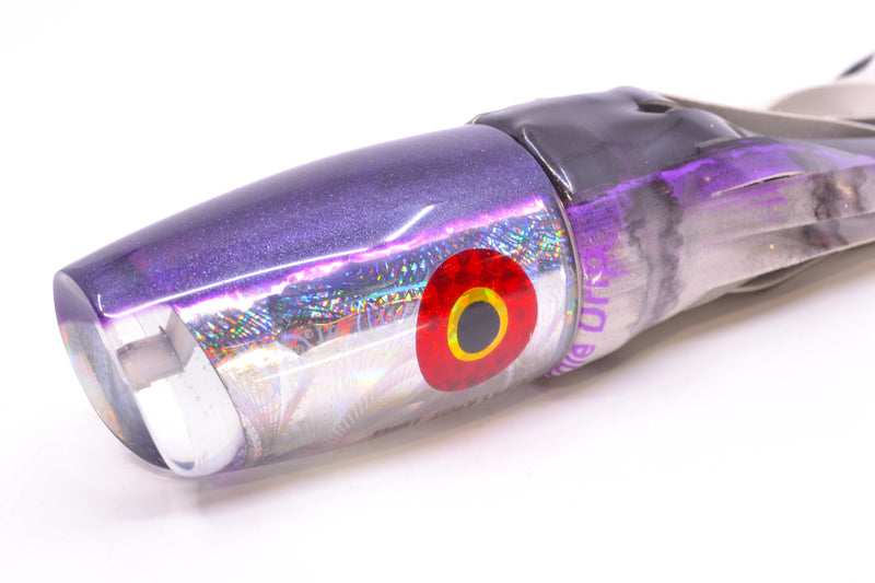 Jackpot Lures Silver Rainbow Purple Back Cameltoe 14" 10.6oz Fire Tailz Vinyl Purple Drip
