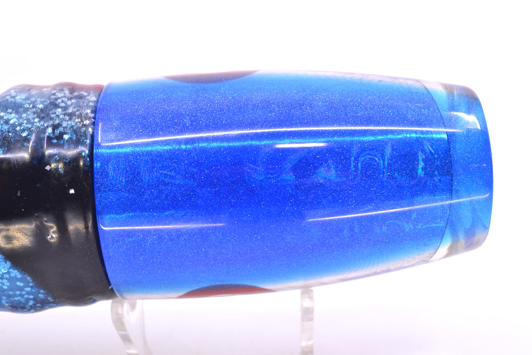 Jackpot Lures Silver Rainbow Swirl Blue Back Cameltoe 14" 10.7oz Skirted Blue & Black Bars