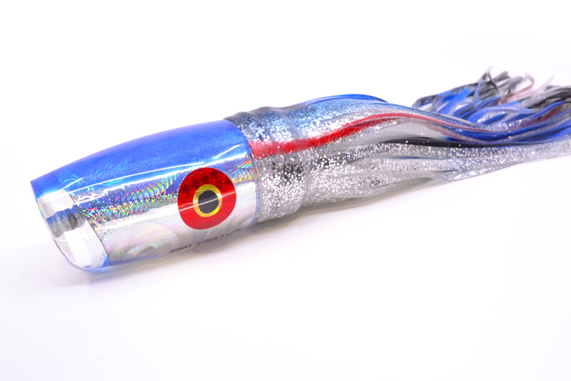 Jackpot Lures Silver Rainbow Swirl Blue Back Cameltoe 14" 10.7oz Skirted Blue & Black Bars