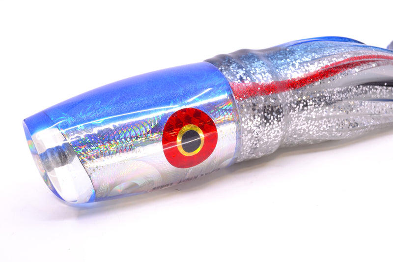 Jackpot Lures Silver Rainbow Swirl Blue Back Cameltoe 14" 10.7oz Skirted Blue & Black Bars