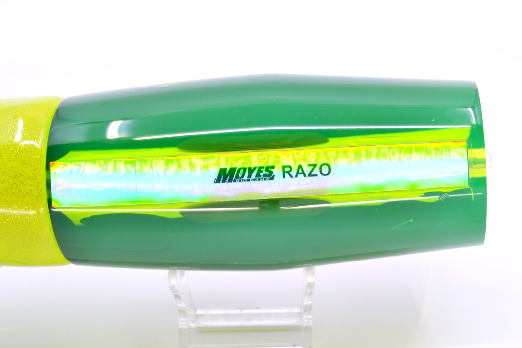 Moyes Lures Chartreuse MOP Black Back Taxi Eyes Razo Teaser 16" 26oz FT Vinyl Mahi GZE