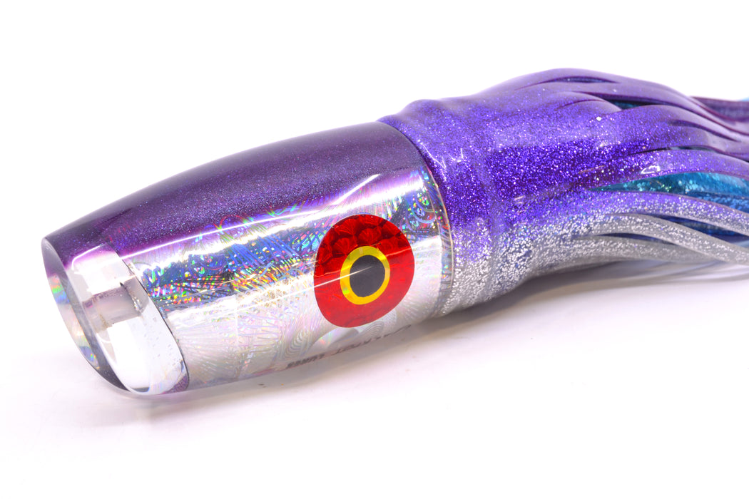 Jackpot Lures Silver Rainbow Swirl Purple Back Cameltoe 14" 10.7oz Skirted Purple-Silver