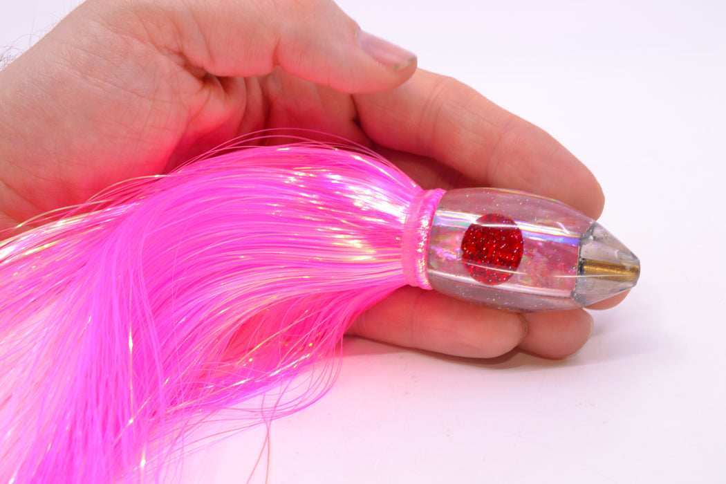 Marlin Magic Lures Pink MOP Red Eyes 4-Hole Teardrop AP Bullet 7" 2.8oz Strobez Pink