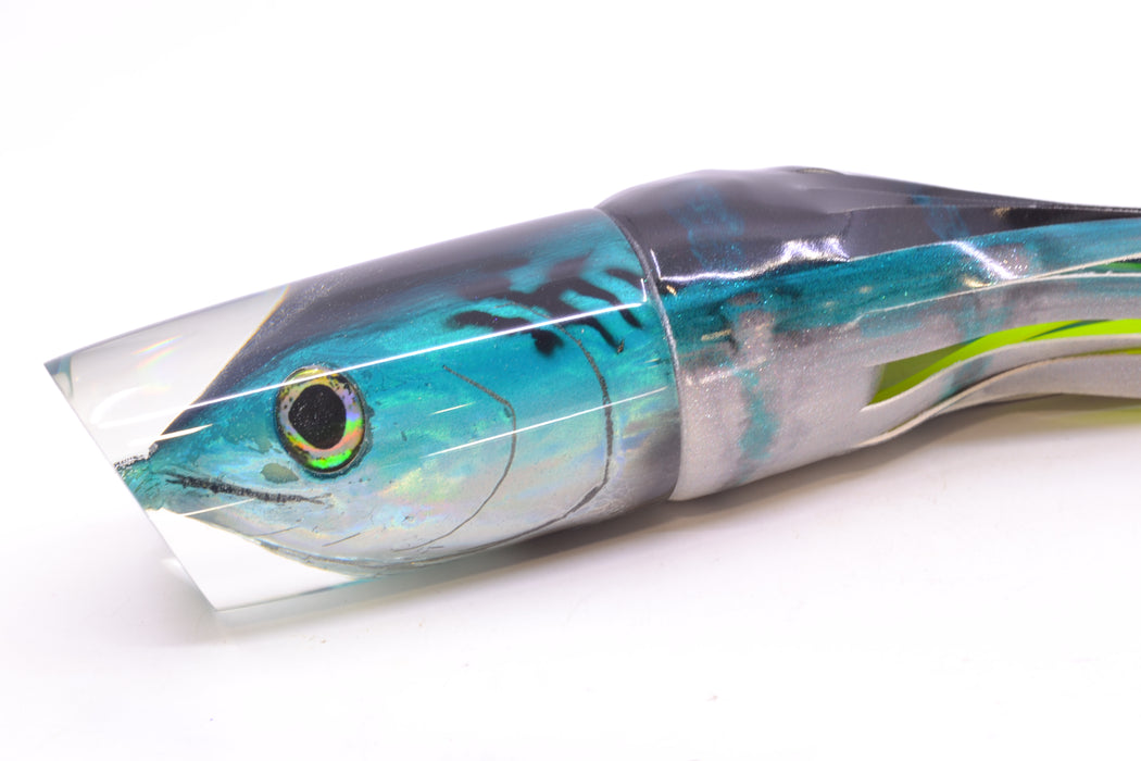 Ali'i Kai Lures Bonito Fish Head Nifty 50 14" 9.2oz Fire Tailz Vinyl Blue Drip