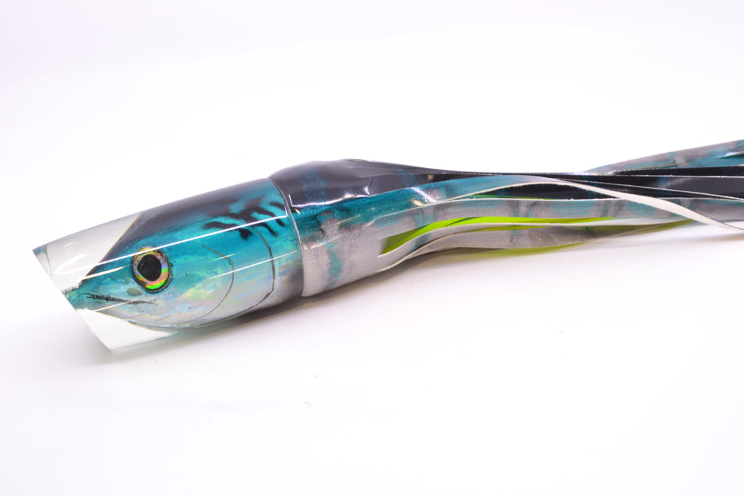 Ali'i Kai Lures Bonito Fish Head Nifty 50 14" 9.2oz Fire Tailz Vinyl Blue Drip