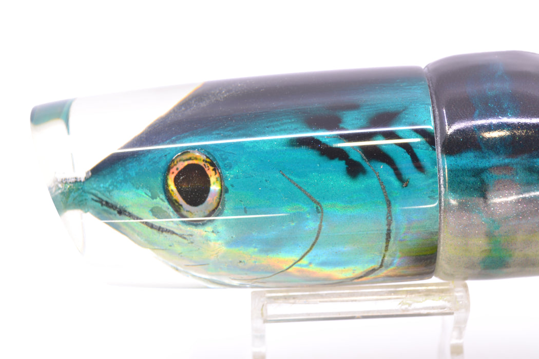 Ali'i Kai Lures Bonito Fish Head Nifty 50 14" 9.2oz Fire Tailz Vinyl Blue Drip