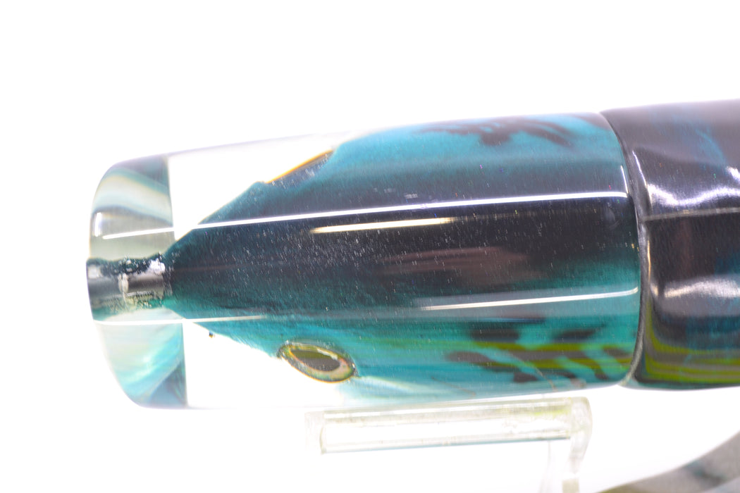 Ali'i Kai Lures Bonito Fish Head Nifty 50 14" 9.2oz Fire Tailz Vinyl Blue Drip