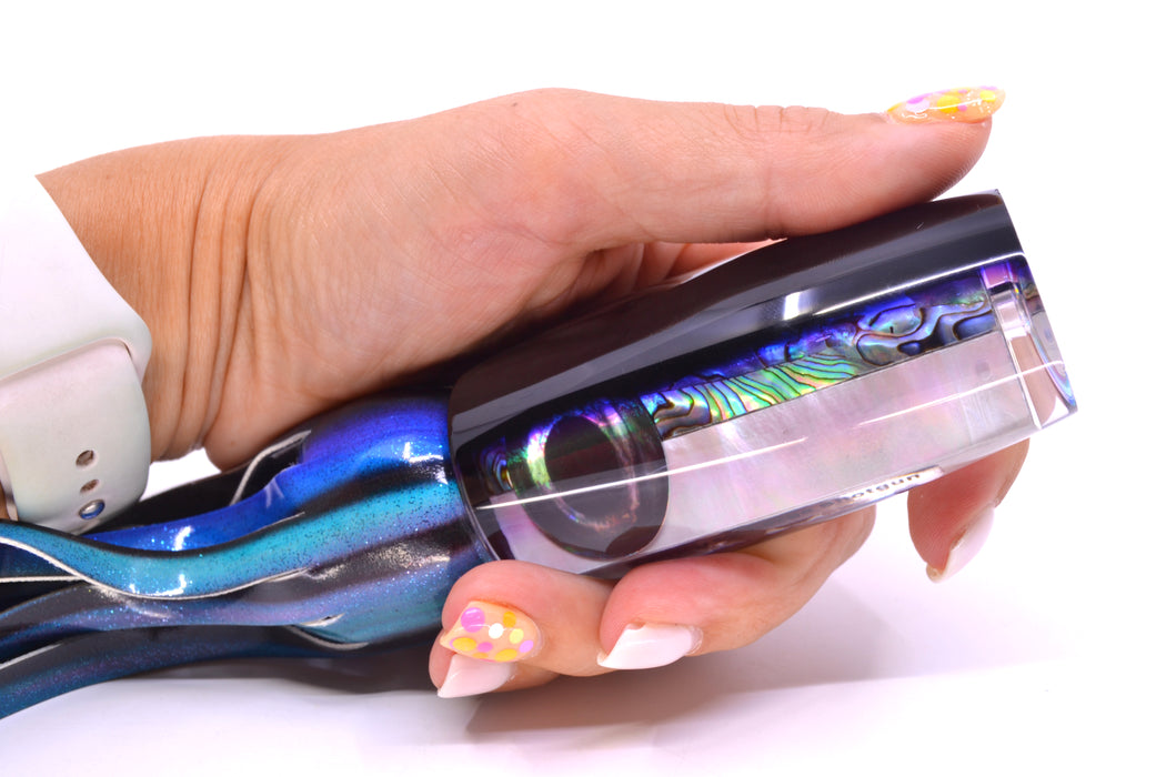 Moyes Lures Skipjack Paua-MOP Black-Purple Back Large Shotgun 12" 7.8oz FT Vinyl GZE