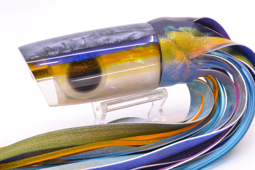 Ali'i Kai Lures White MOP Gray-Blue-Yellow Back Nifty 50 14" 9oz ALV Vinyl Yellowfin