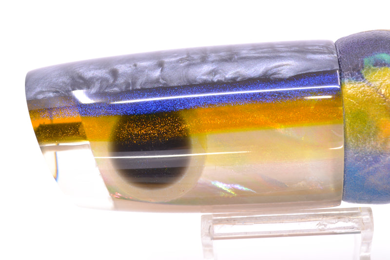 Ali'i Kai Lures White MOP Gray-Blue-Yellow Back Nifty 50 14" 9oz ALV Vinyl Yellowfin