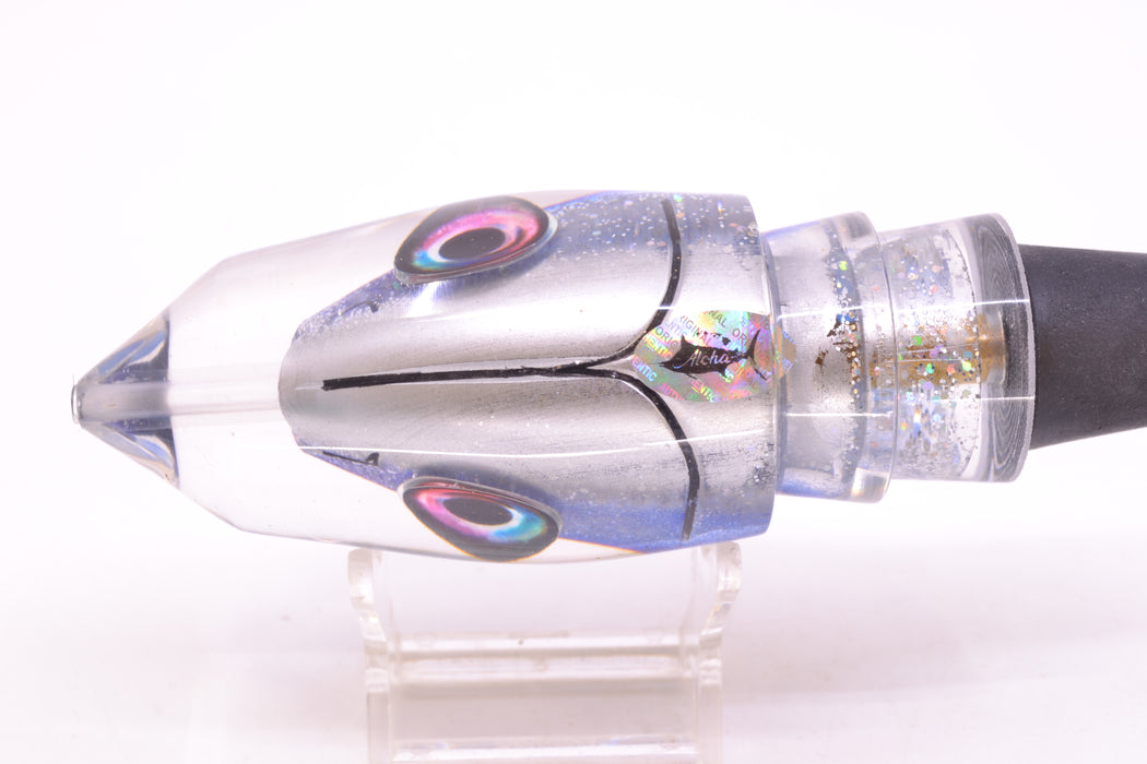 Aloha Lures Silver Rainbow Black-Blue Back "Scared $#!Tless" Deep Six 12" 7.8oz