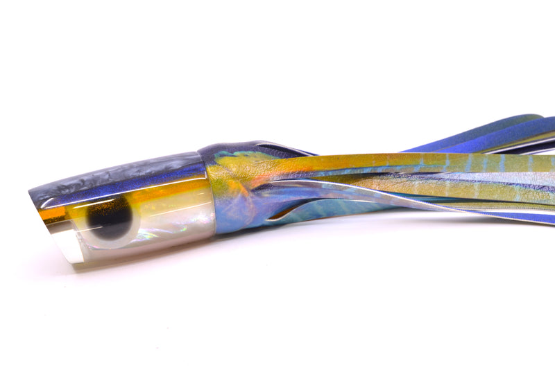 Ali'i Kai Lures White MOP Gray-Blue-Yellow Back Nifty 50 14" 9oz ALV Vinyl Yellowfin