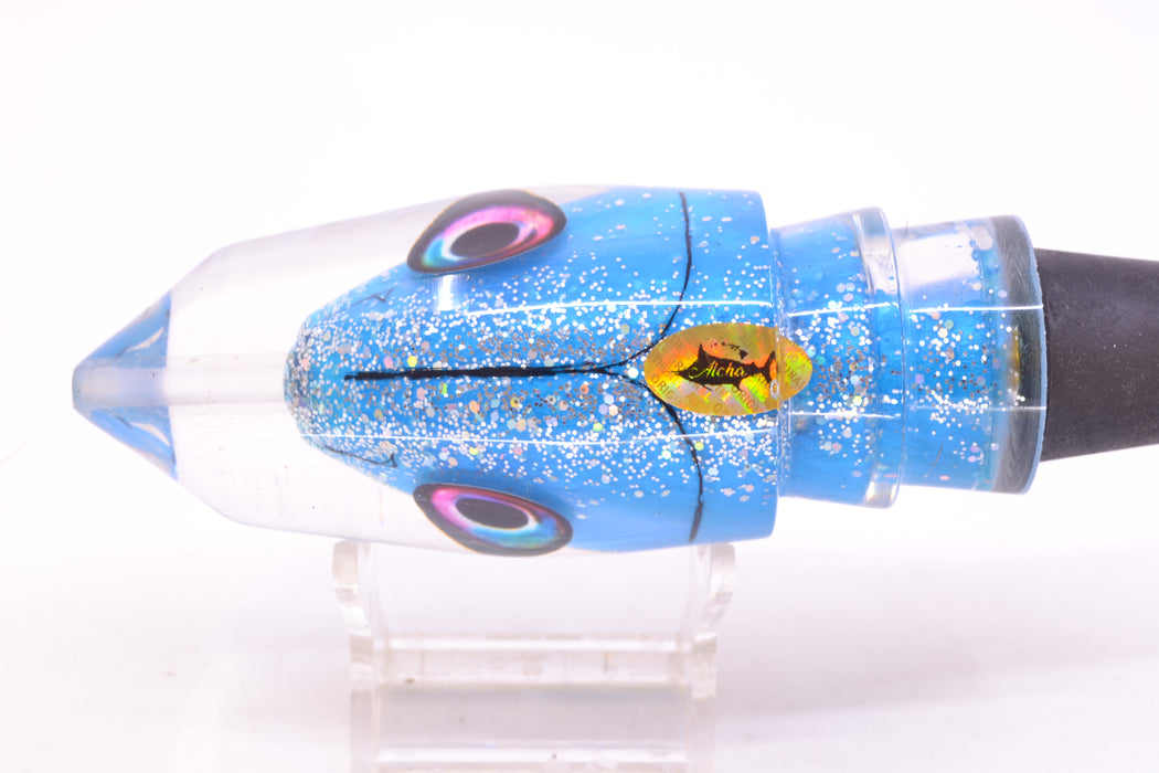 Aloha Lures Blue with Silver Glitter Back & Belly "Scared $#!Tless" Deep Six 12" 7.8oz