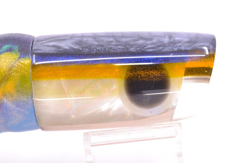 Ali'i Kai Lures White MOP Gray-Blue-Yellow Back Nifty 50 14" 9oz ALV Vinyl Yellowfin