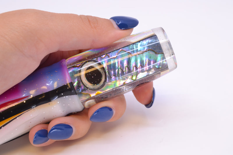 Marlin Magic Blue-Purple Abalone Taxi Eyes Small Hard Head 9" 3.3oz Skirted Gay Bob