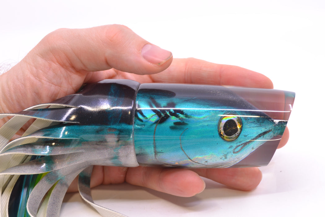Ali'i Kai Lures Bonito Fish Head Nifty 50 14" 9.2oz Fire Tailz Vinyl Blue Drip