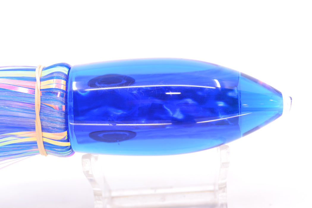 Moyes Lures Blue Awabi Blue Back Medium Ono Bullet 9" 5.5oz Skirted Mixed Hair
