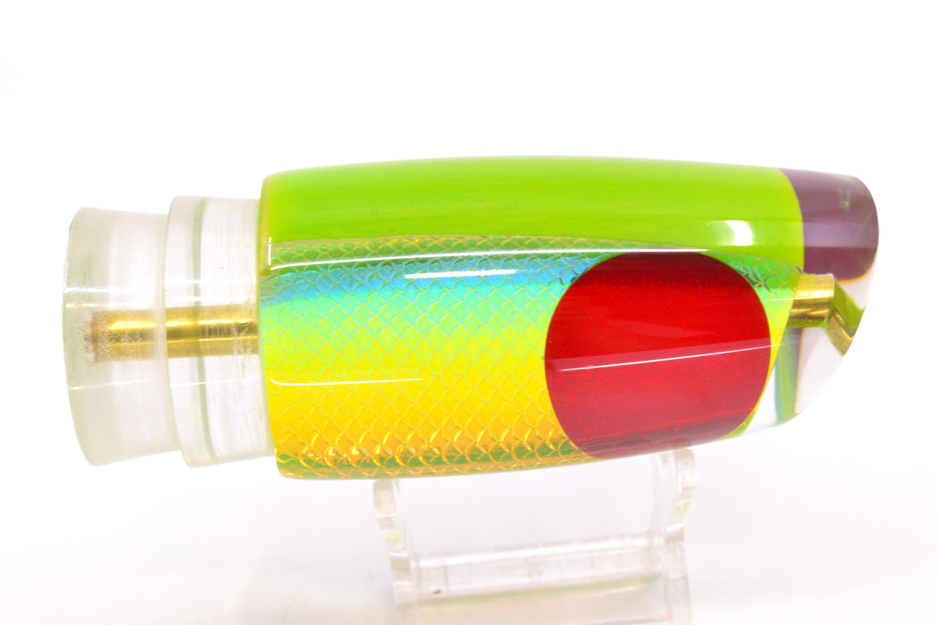 Koya Lures Lime Green Rainbow Scale Medium Poi Dog 14" 7.5oz