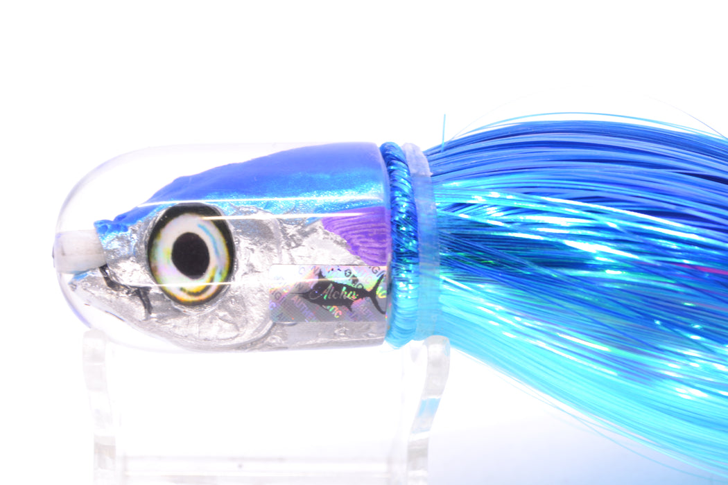 Aloha Lures Blue-Ice Blue Back Purple Fins Magic Malolo 9" 4oz Strobez Royal Blue-Ice Blue