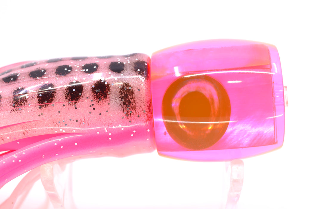 Moyes Lures Pink MOP Taxi Eyes Large Tang 9" 3oz Skirted White-Black Dots-Pink Line