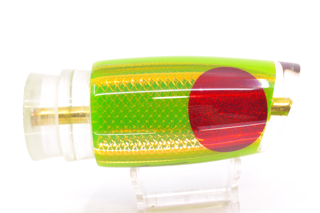 Koya Lures Lime Green Rainbow Scale Medium Poi Dog 14" 7.5oz