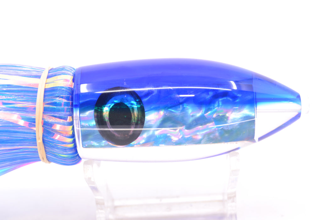 Moyes Lures Blue Awabi Blue Back Medium Ono Bullet 9" 5.5oz Skirted Mixed Hair
