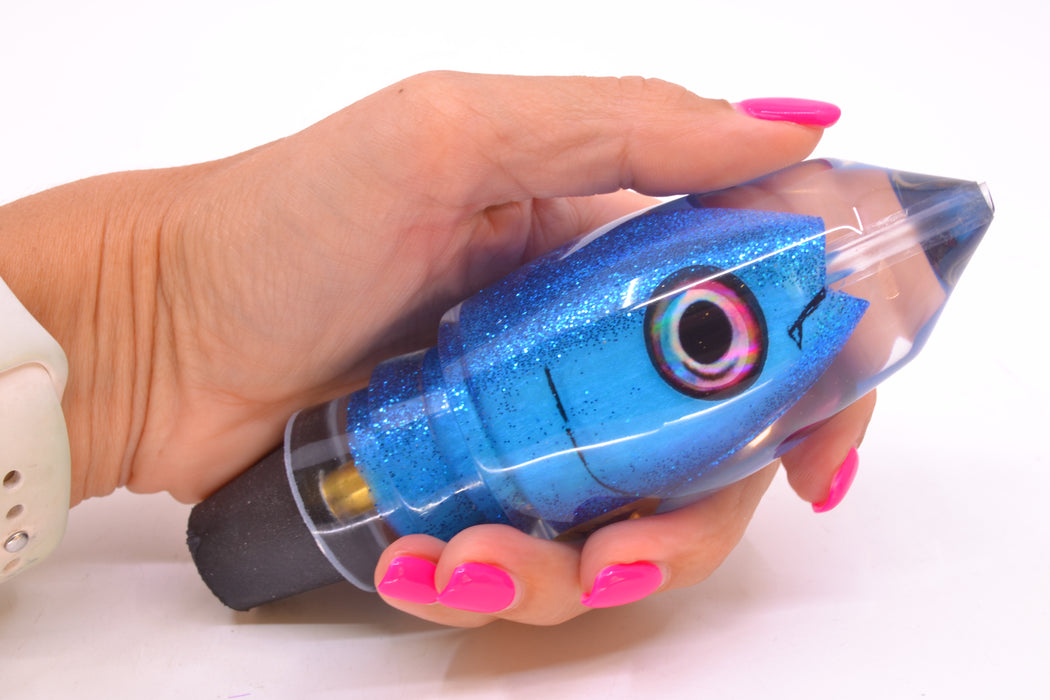 Aloha Lures Blue with Blue Glitter Back & Belly "Scared $#!Tless" Deep Six 12" 7.8oz