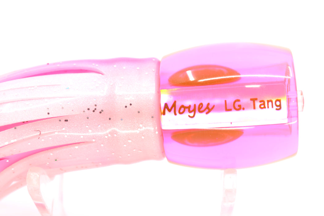 Moyes Lures Pink MOP Taxi Eyes Large Tang 9" 3oz Skirted White-Black Dots-Pink Line