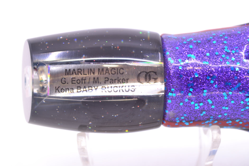 Marlin Magic Lures Blue-Purple Abalone Black Back Red Eyes Baby Ruckus 10" 6.5oz Skirted