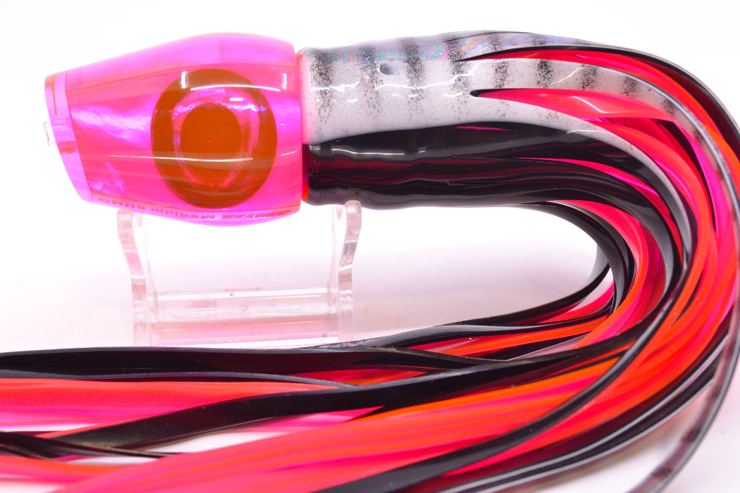 Moyes Lures Pink MOP Taxi Eyes Medium Sumo 12" 6.8oz Skirted White Aurora-Black/Pink GZE