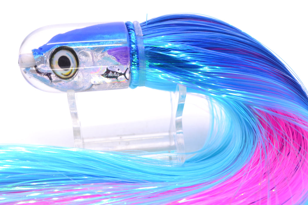 Aloha Lures Blue-Ice Blue Back Purple Fins Magic Malolo 9" 4oz Strobez Royal Blue-Ice Blue