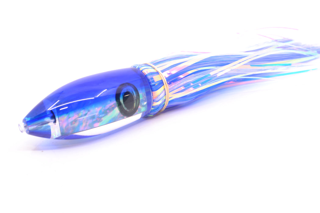 Moyes Lures Blue Awabi Blue Back Medium Ono Bullet 9" 5.5oz Skirted Mixed Hair