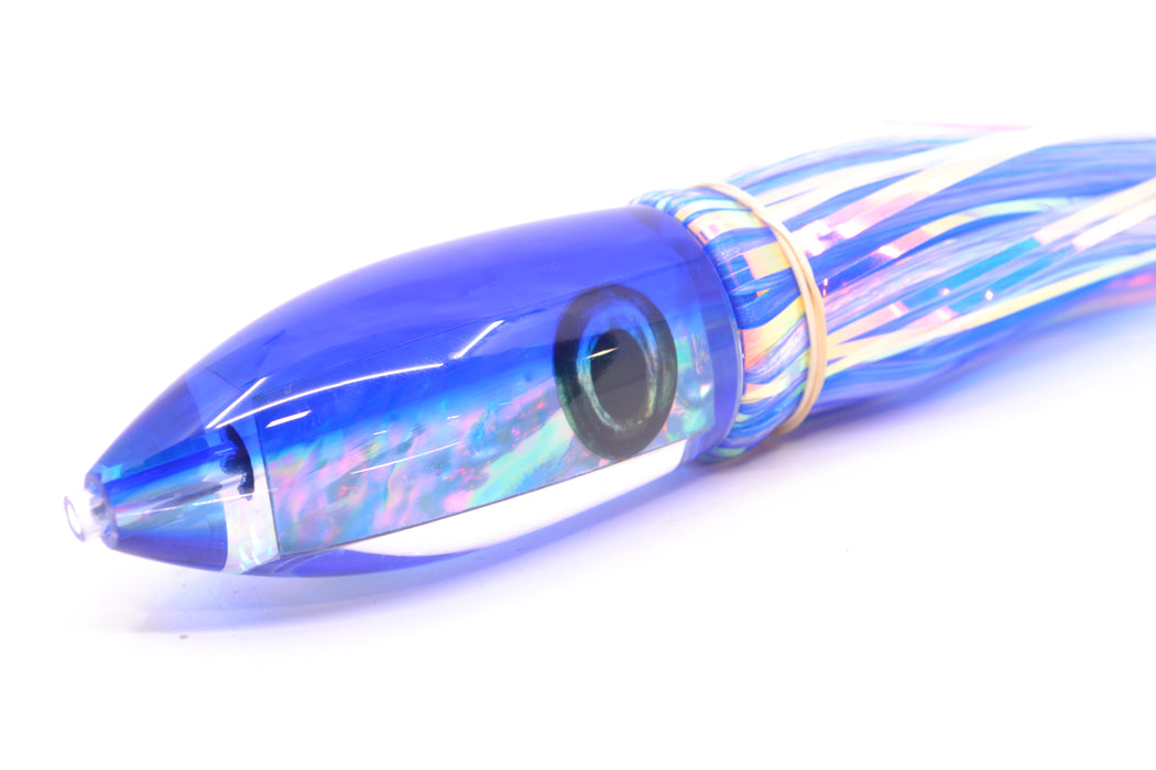Moyes Lures Blue Awabi Blue Back Medium Ono Bullet 9" 5.5oz Skirted Mixed Hair