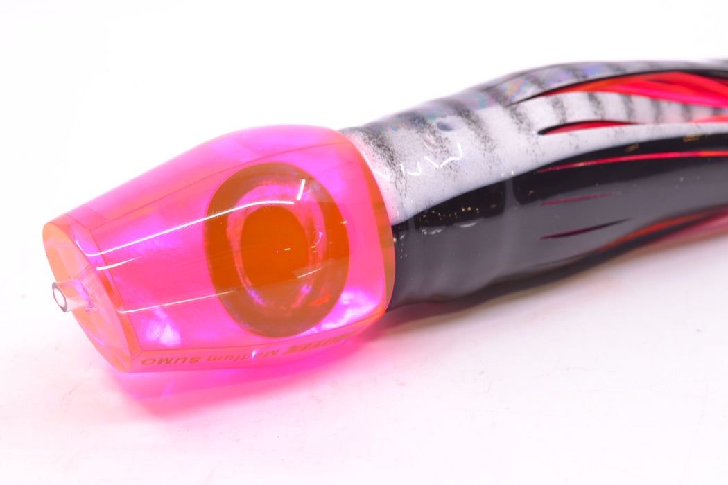 Moyes Lures Pink MOP Taxi Eyes Medium Sumo 12" 6.8oz Skirted White Aurora-Black/Pink GZE