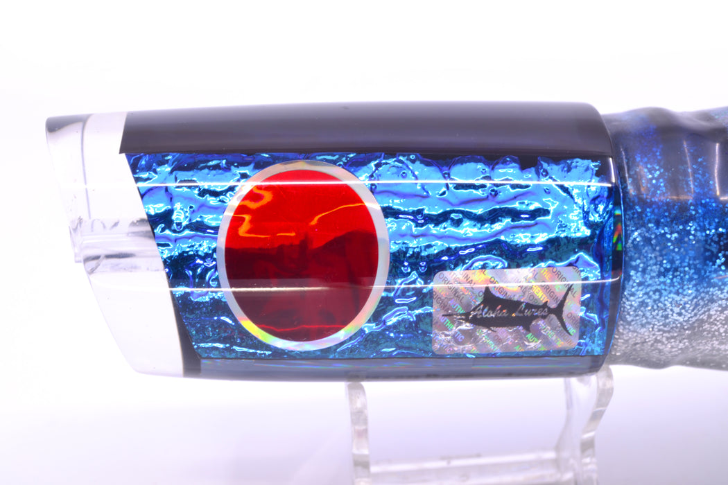 Aloha Lures Blue-Purple Dichro Black Back Smash Bait 14" 13.5oz Skirted Blue Aurora GZE