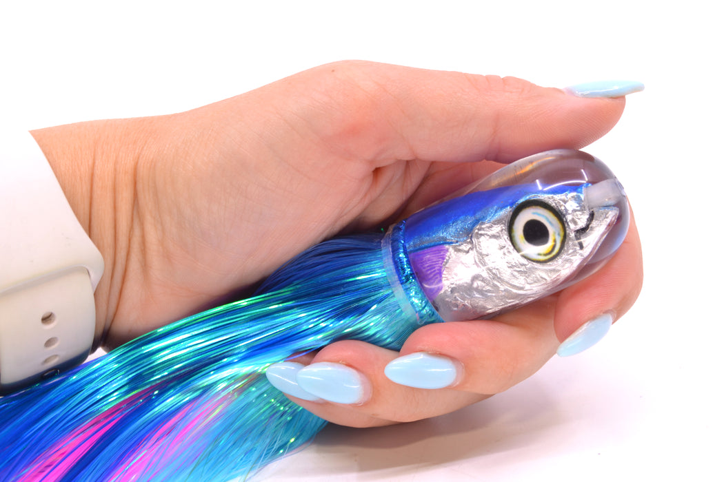Aloha Lures Blue-Ice Blue Back Purple Fins Magic Malolo 9" 4oz Strobez Royal Blue-Ice Blue