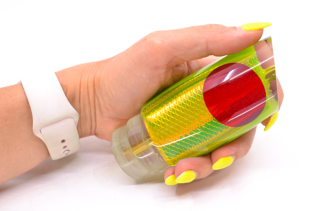 Koya Lures Lime Green Rainbow Scale Medium Poi Dog 14" 7.5oz