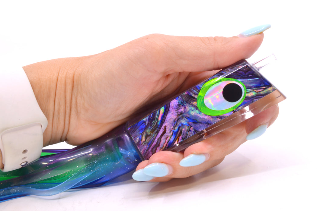 Marlinstar Purple Paua Shell Medium Tomahawk G4 9"+ 5.2oz Skirted Purple-Blue/Green GZE
