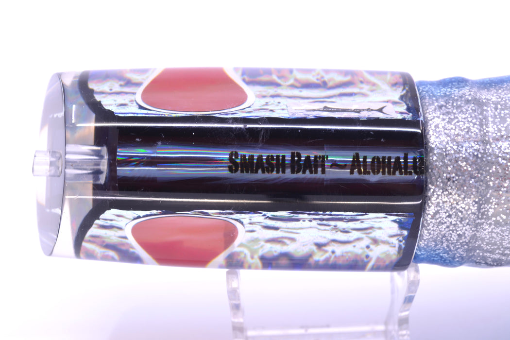 Aloha Lures Blue-Purple Dichro Black Back Smash Bait 14" 13.5oz Skirted Blue Aurora GZE