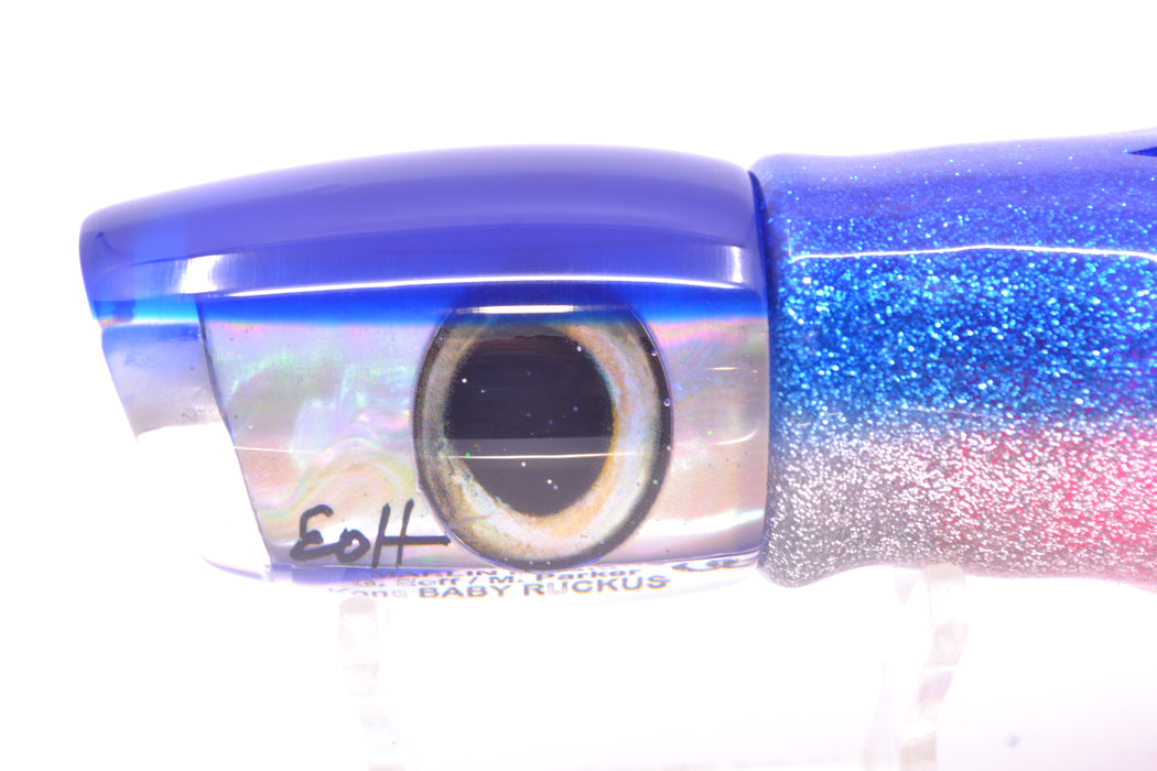 Marlin Magic Lures White Awabi Blue Back Taxi Eyes Baby Ruckus 10" 6.5oz Skirted