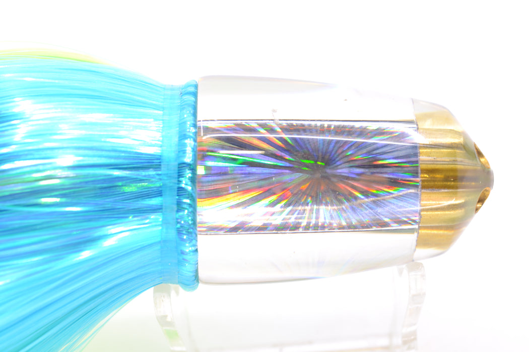 Koya Lures Silver Rainbow Starburst 4-Hole Bullet 9"+ 7oz Strobez Ice Blue-Green/Chartreuse GZE