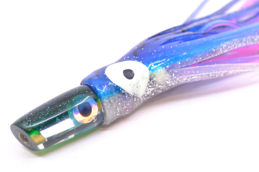 Coggin Lures Clear Mirrored Green Back Mini Baby Peanut Stick 4.5" 1oz Skirted Blue-Silver