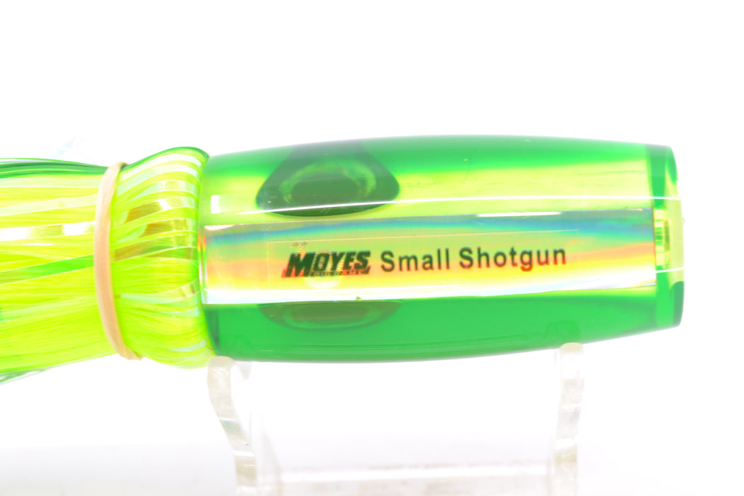 Moyes Lures Chartreuse MOP Green Back Taxi Eyes Small Shotgun 9" 2.5oz Skirted Hair