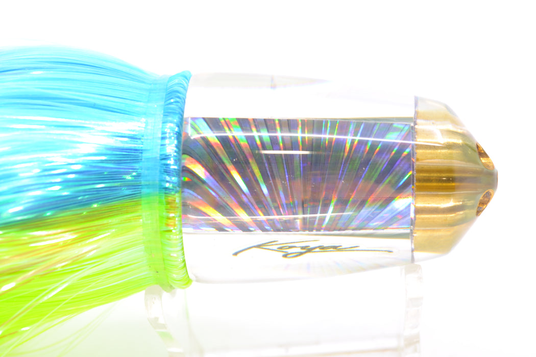 Koya Lures Silver Rainbow Starburst 4-Hole Bullet 9"+ 7oz Strobez Ice Blue-Green/Chartreuse GZE