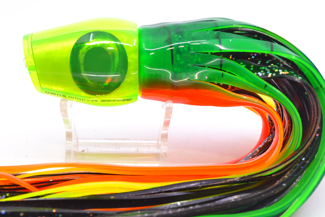 Moyes Lures Chartreuse MOP Taxi Eyes Medium Sumo 12" 6.8oz Skirted Guacamaya GZE