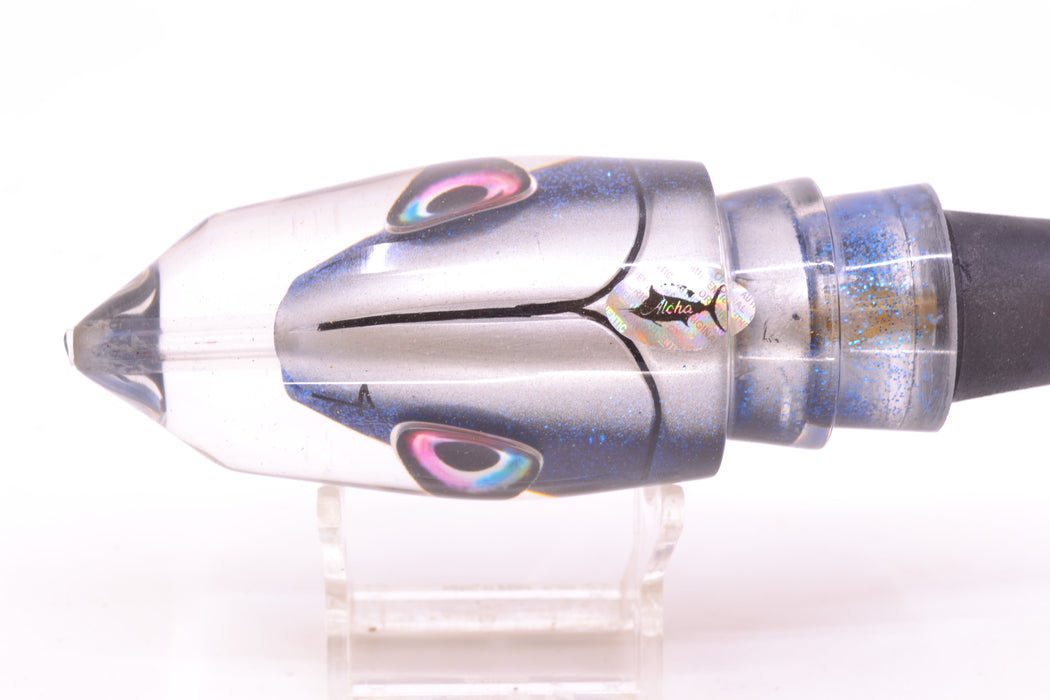 Aloha Lures Silver Rainbow Black Back Blue Glitter "Scared $#!Tless" Deep Six 12" 7.8oz