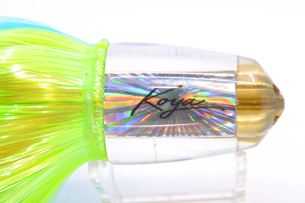 Koya Lures Silver Rainbow Starburst 4-Hole Bullet 9"+ 7oz Strobez Ice Blue-Green/Chartreuse GZE