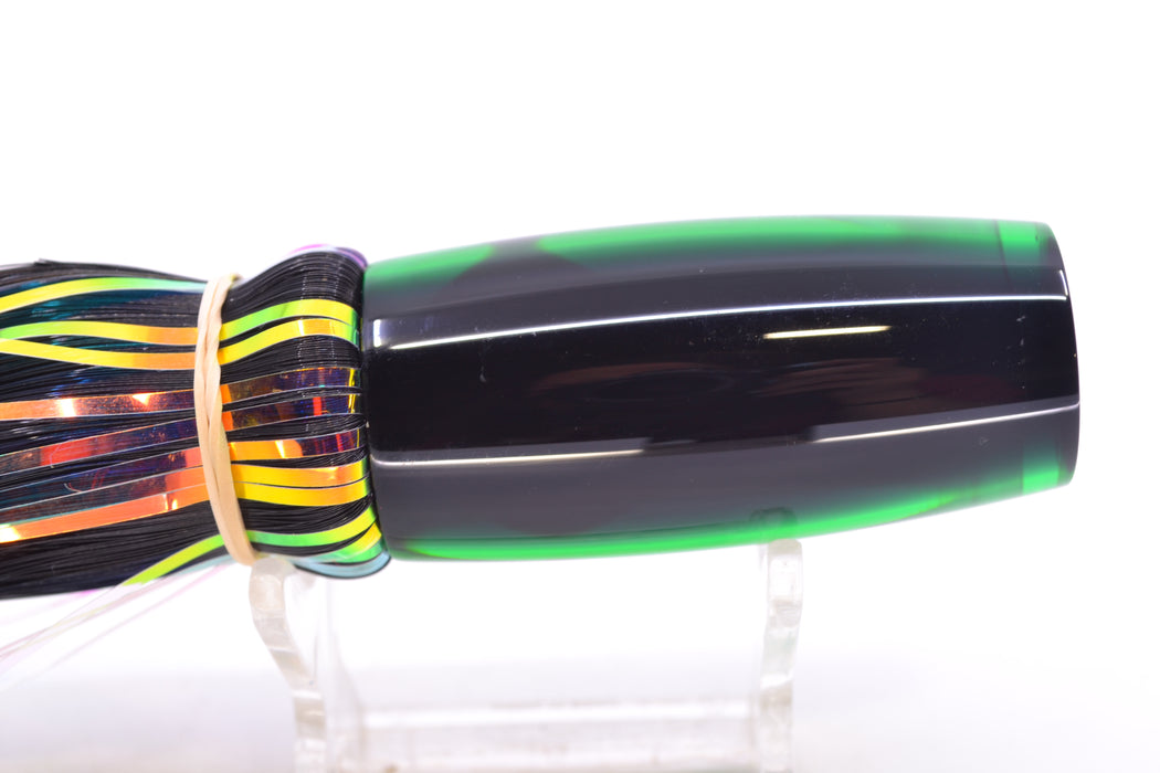 Moyes Lures Green MOP Black Back Taxi Eyes Small Shotgun 9" 2.5oz Skirted Black Hair